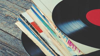 A pile of vinyl records