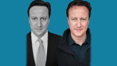 Images of David Cameron in 2010 and 2015