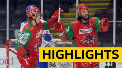 Stephen Dixon celebrates scoring for Cardiff Devils against Fife Flyers at Ice Arena Wales