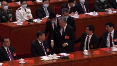 Hu Jintao led out of Party Congress meeting