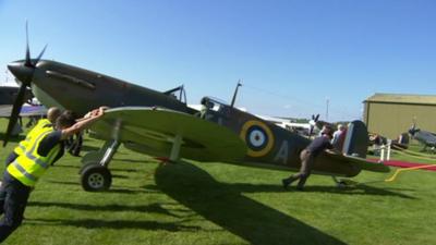 A plane taking part in commemorations