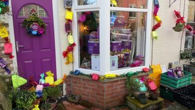 House in Sheffield decorated in Christmas chocolates