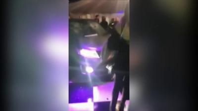 Car in nightclub