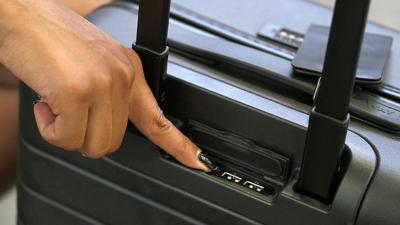 A suitcase with phone charging points