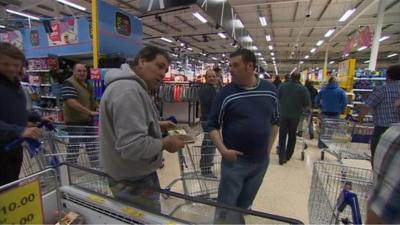 Farmers in supermarket