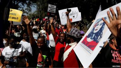 Women marching in Nairobi