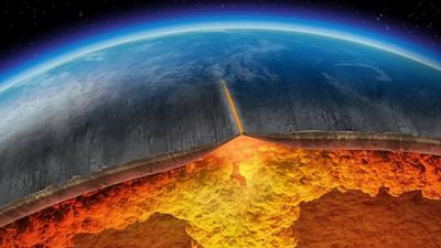 Computer graphic of the earth and its crust