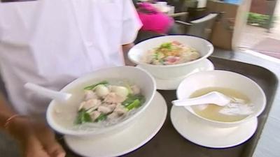 Dishes in Yangon noodle bar