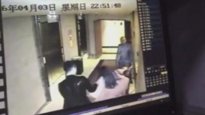 Screengrab of video uploaded to Youku by user Wanwan_2016 that appears to show a woman being assaulted in a Beijing hotel