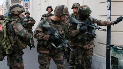 Soldiers operate in Saint-Denis, a northern suburb of Paris