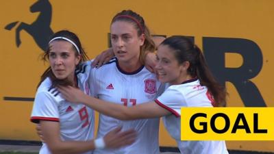 Spain celebrate their goal