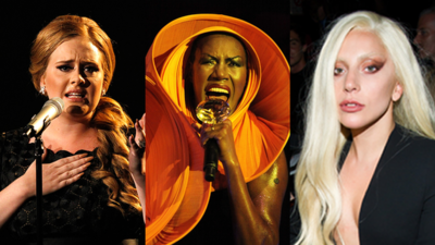 Montage of Adele, Grace Jones and Lady Gaga
