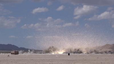 cluster bomb unit explodes at Nevada test site