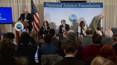 Press gathered at National Science Foundation announcement