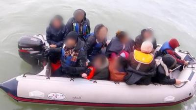 Migrants on a boat in the Channel