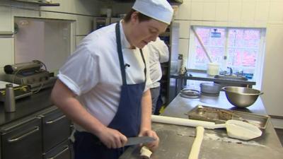 Simpsons apprentice making bread