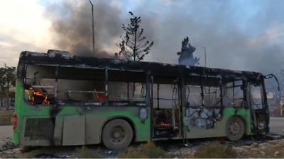 Bus set on fire