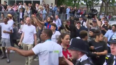 Crowd outside church