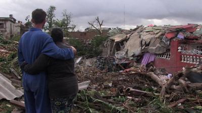 Post-tornado damage in Cuba