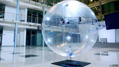 A helium-filled autonomous drone