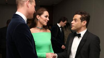 Prince William and Kate meet actor Rami Malek