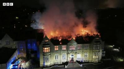 Fire at derelict buildings on Birkdale Road, Dewsbury