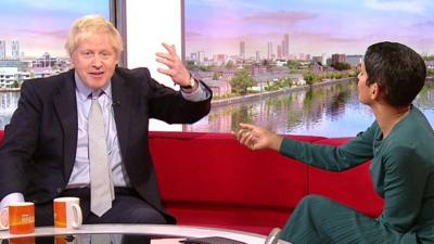 Boris Johnson on the BBC Breakfast sofa