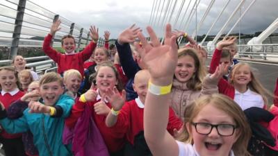 Children on bridge