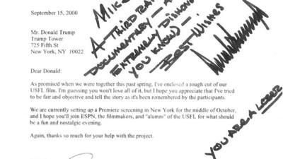 Donald Trump's message on Mike Tollin's letter