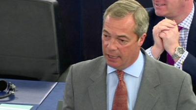 Nigel Farage speaking in the European Parliament