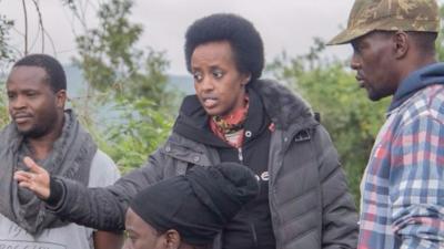 Natasha Museveni on set of 27 Guns