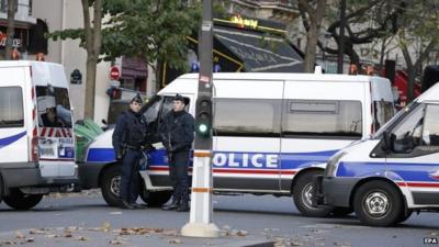 Police guard near the Bataclan concert venue in Paris