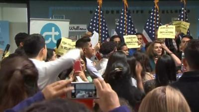 Nancy Pelosi heckled by protesters