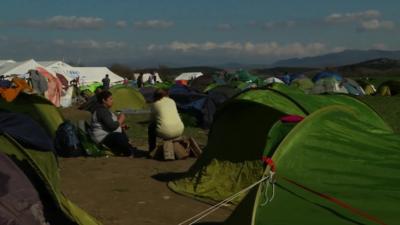 Migrant camp on the Greece/Macedonia border.