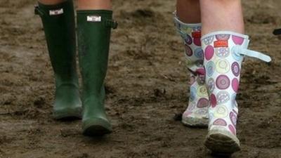 Wellies at Glastonbury