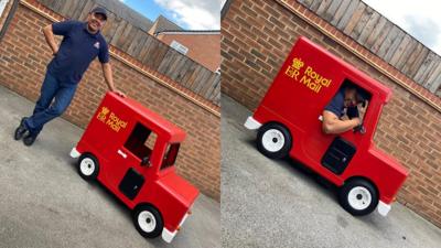 Alton Tyrell and his 'Postman Pat' van