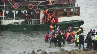 Yazidi migrants arrive in Lesbos