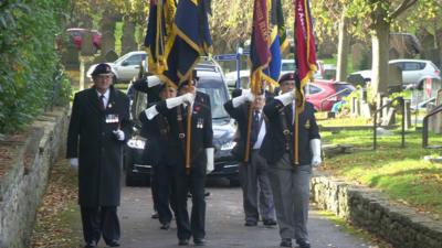 The funeral of war veteran Tom Bryan in Stockport