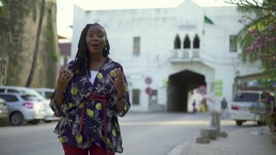 The BBC's Tulanana Bohela in Stone Town, Zanzibar City