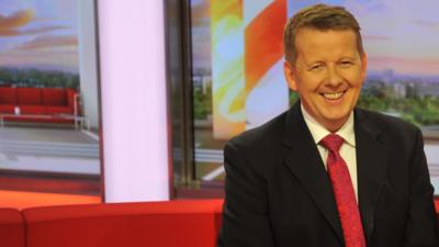 Bill Turnbull on the BBC Breakfast sofa at MediaCityUK in Salford Quays. 02/04/2012.