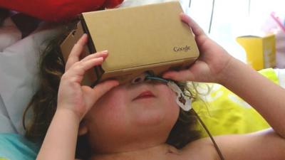 A child using a VR headset
