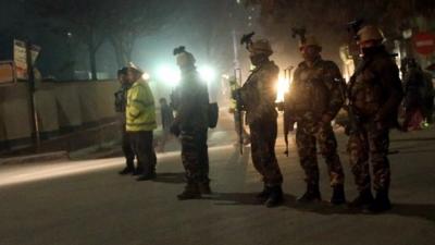 Security forces at scene of attack in Kabul