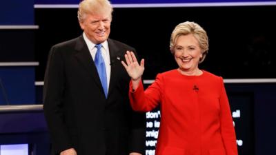 Donald Trump and Hillary Clinton at Hofstra University in Hempstead, N.Y., 26 Sept 2016.