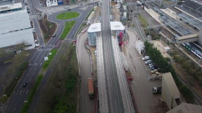 The East-West Rail project from the air