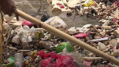 Plastic in river