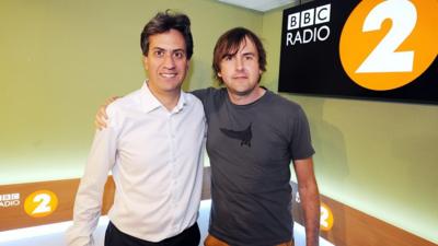 Ed Miliband with Napalm Death singer Barney Greenway