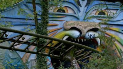 An abandoned fairground ride in Spreepark, Germany