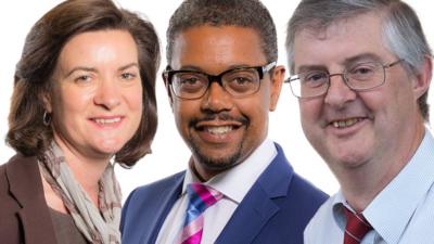 Eluned Morgan, Vaughan Gething and Mark Drakeford