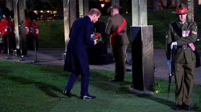 Prince Harry lays a wreath on Anzac Day at Hyde Park Corner