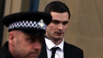 Adam Johnson walking into court